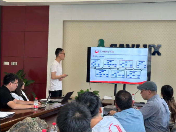 會(huì)議中，共有13名匯報(bào)人，包括各生產(chǎn)工段的工段長(zhǎng)、設(shè)備部和質(zhì)量部的負(fù)責(zé)人，對(duì)5S項(xiàng)目的推行情況和取得的成果進(jìn)行了階段性回顧，并確定了下一步的工作計(jì)劃。